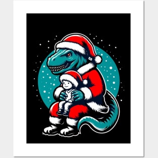 Tyrannosaurus Santa Claus Posters and Art